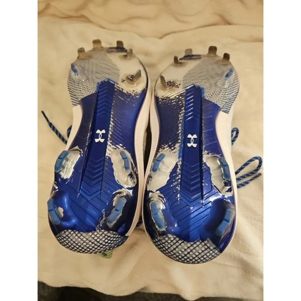 UNDER ARMOUR MENS HARPER 8 LOW ST METAL BASEBALL CLEATS SIZE 13 WHITE ROYAL K001
